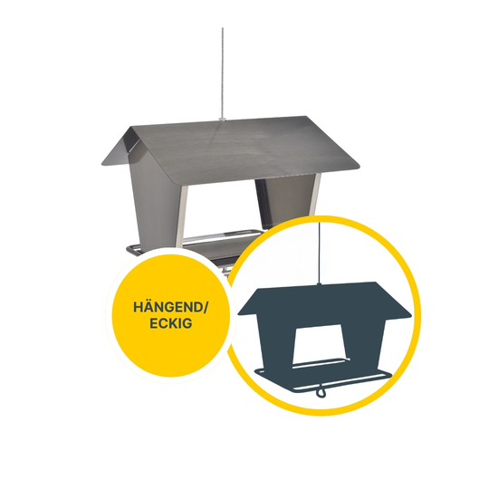 MeLiTec Edelstahl Vogelfutterhaus VH08 Vogelhaus hängend eckig