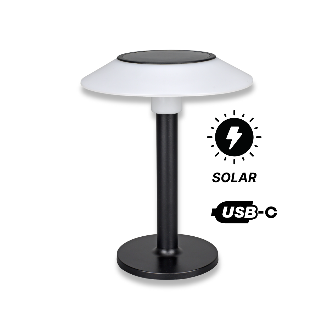 MeLiTec Solar Tischleuchte SO47 USB-C schwarz weiß