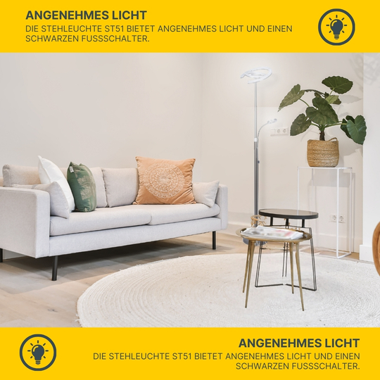 MeLiTec LED Deckenfluter ST45, mit Leseleuchte, nickel-matt MeLiTec LED Deckenfluter ST45, mit Leseleuchte, nickel-matt