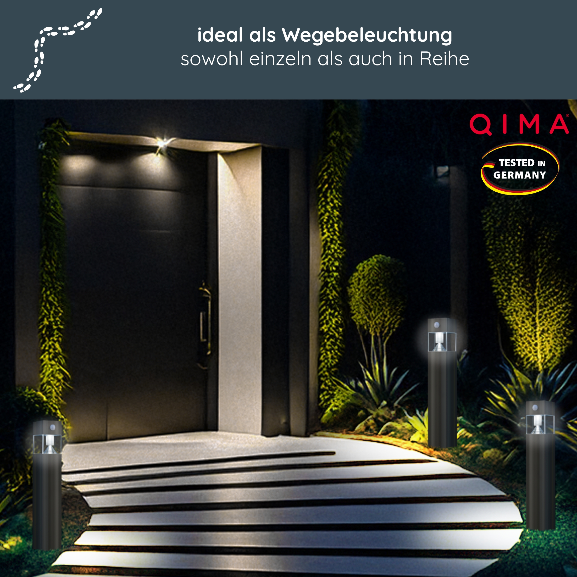 MeLiTec Solar Gartenleuchte SO32-1 eckig mit Bewegungsmelder, Edelstahl anthrazit Beleuchtung, Drinnen, Innenarchitektur,