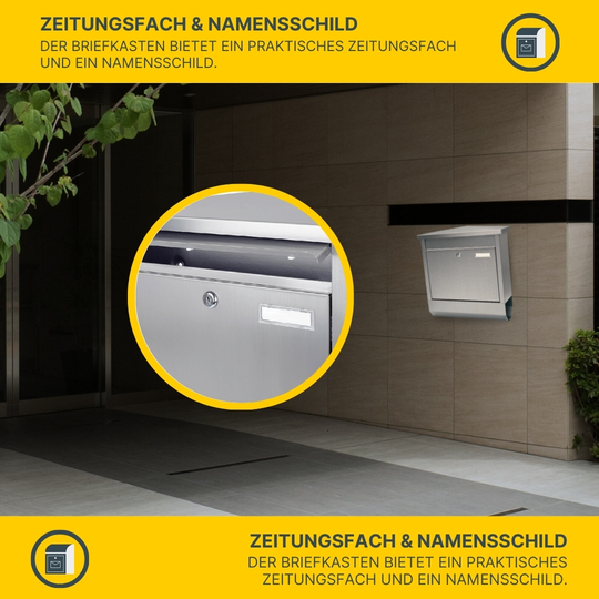 MeLiTec Edelstahl Briefkasten Modell E, Edelstahl matt gebürstet MeLiTec Edelstahl Briefkasten Modell E, Edelstahl matt gebürstet