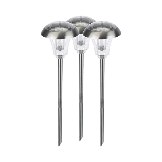 MeLiTec 3er Set Solar Gartenleuchten SO03-1, Diamant, Edelstahl matt gebürstet Besteck, Elektronik,