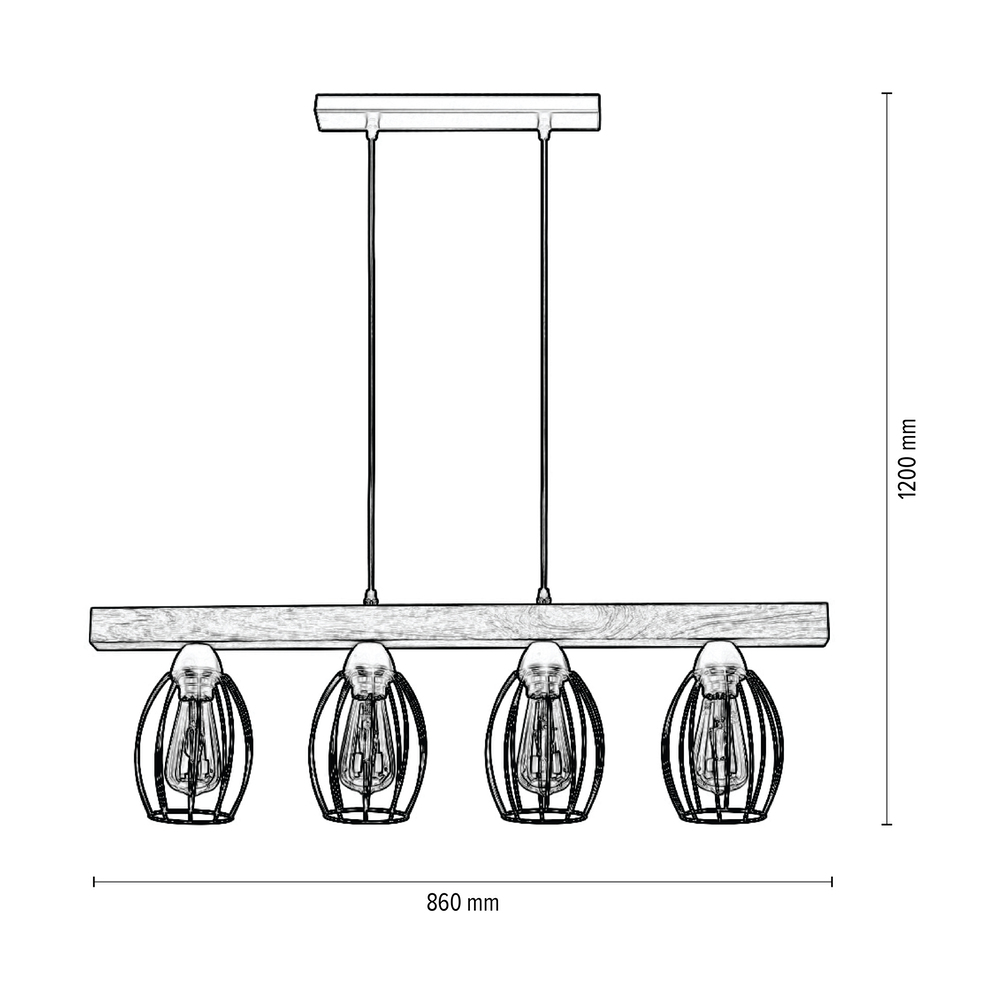 SPOT Light Carlo Pendelleuchte 4xE27 Max.60W Schwarz/Schwarz PVC/Geölte Eiche Person,