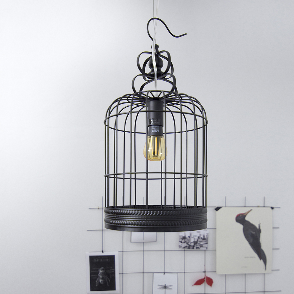 Cage Pendelleuchte Vogelkäfig schwarz