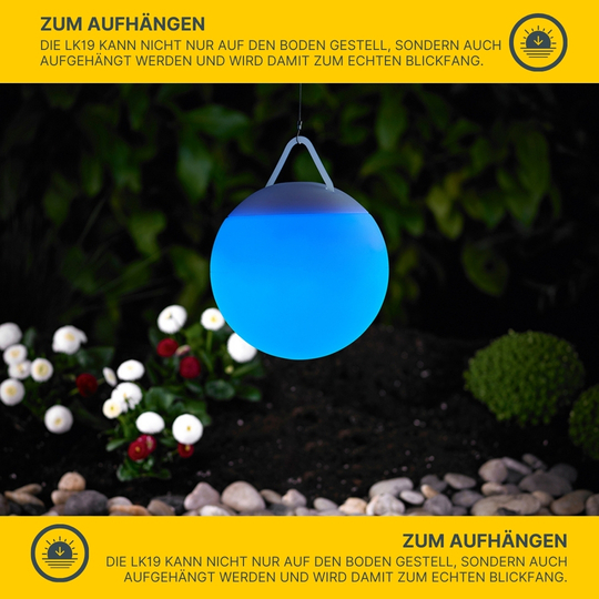 MeLiTec LED Gartenleuchte LK19 Kugel USB RGB-Farben