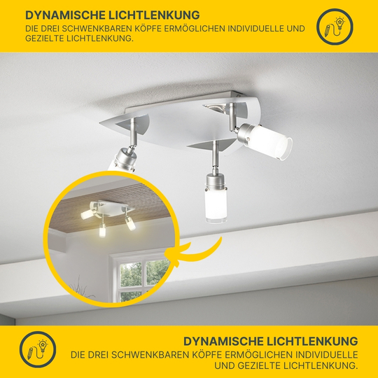 MeLiTec LED Deckenleuchte D65-1 Wankelform, nickel matt