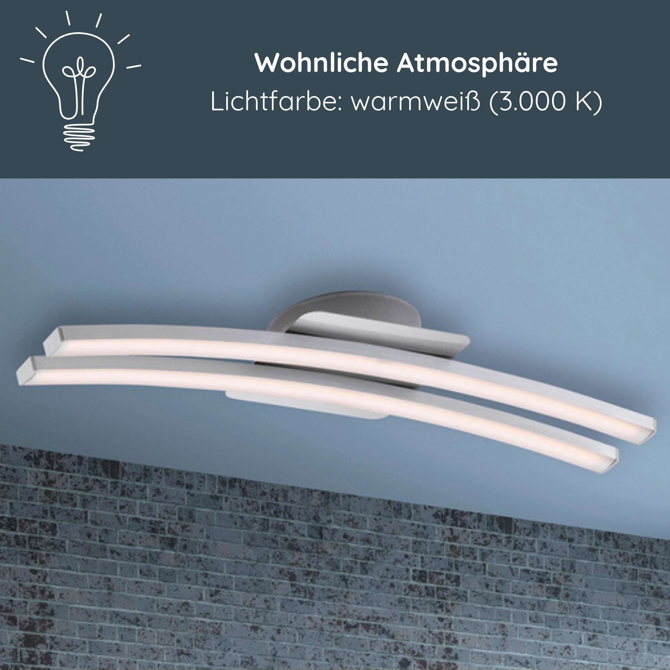MeLiTec Deckenleuchte modern, auch als Wandleuchte, Deckenlampe aus Metall, Nickel matt, Leuchtstäbe D135 Deckenleuchte, Leuchte,