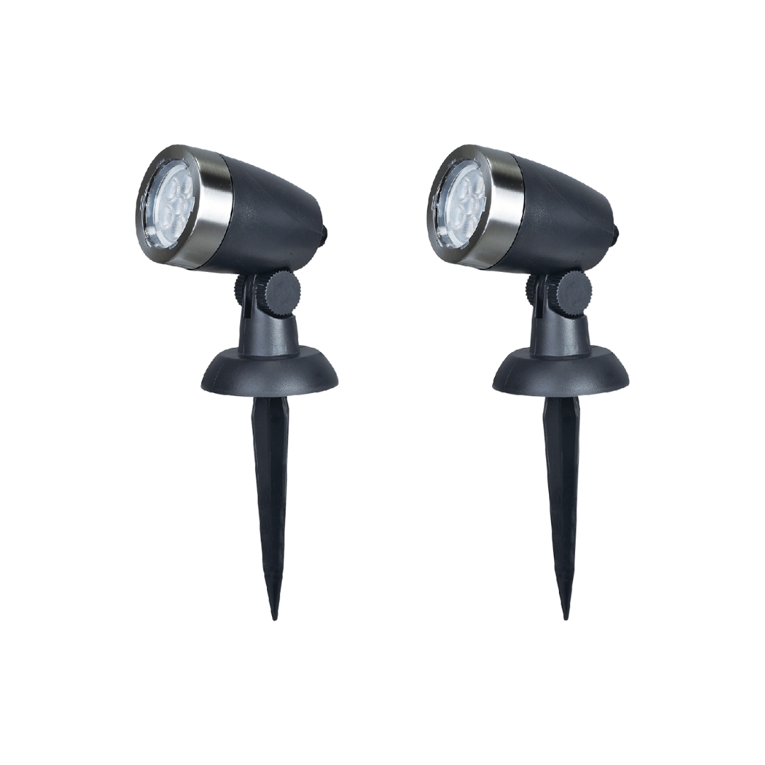 MeLiTec 2er Set LED Gartenstrahler GL11-1 Edelstahl anthrazit Beleuchtung, Lampe,