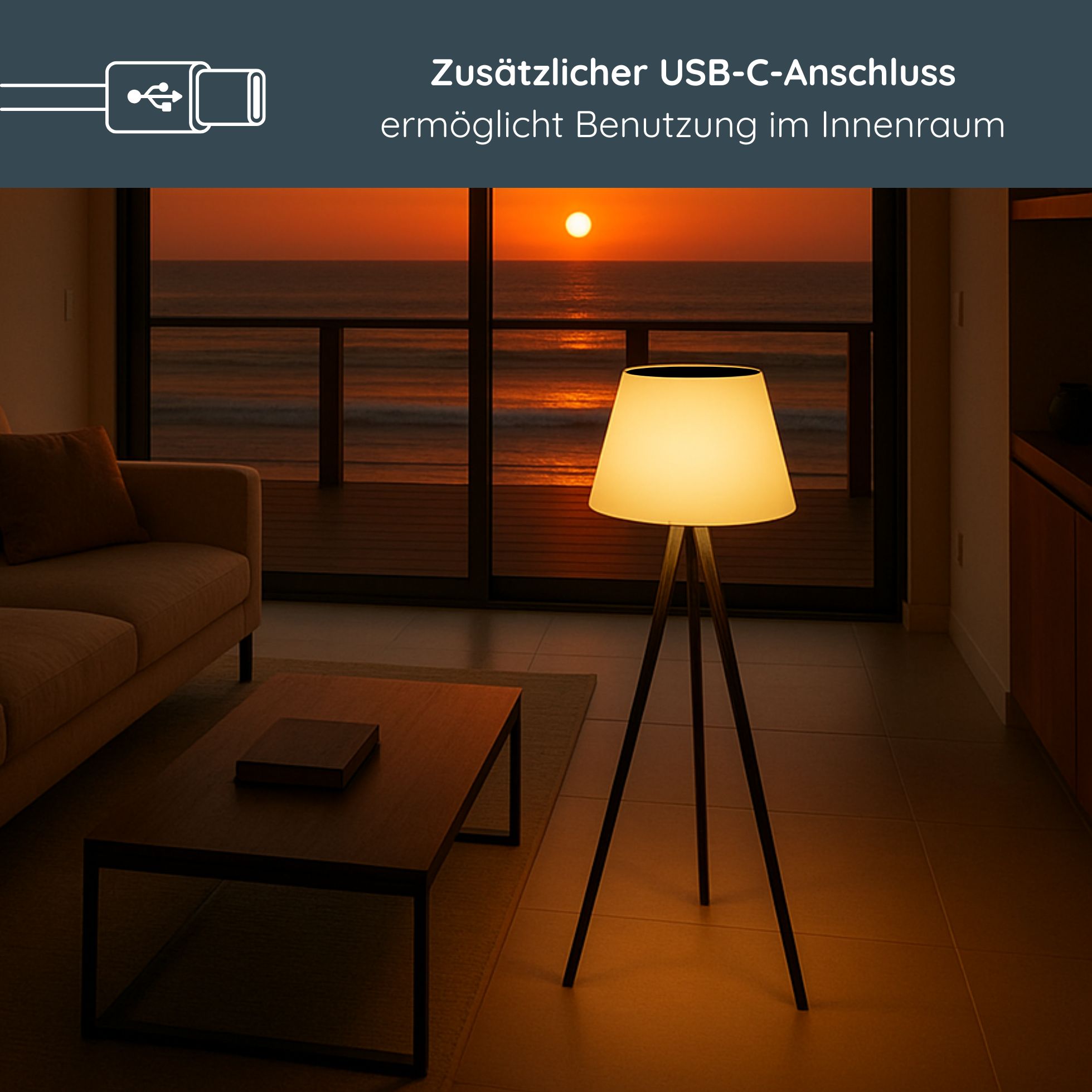 MeLiTec, Solarleuchte für Terrasse und Garten, Solar Lounge RGB Light, SO50 mit Fernbedienung Lampe, Mobiliar, Wohnzimmer, Zimmer, Couch,