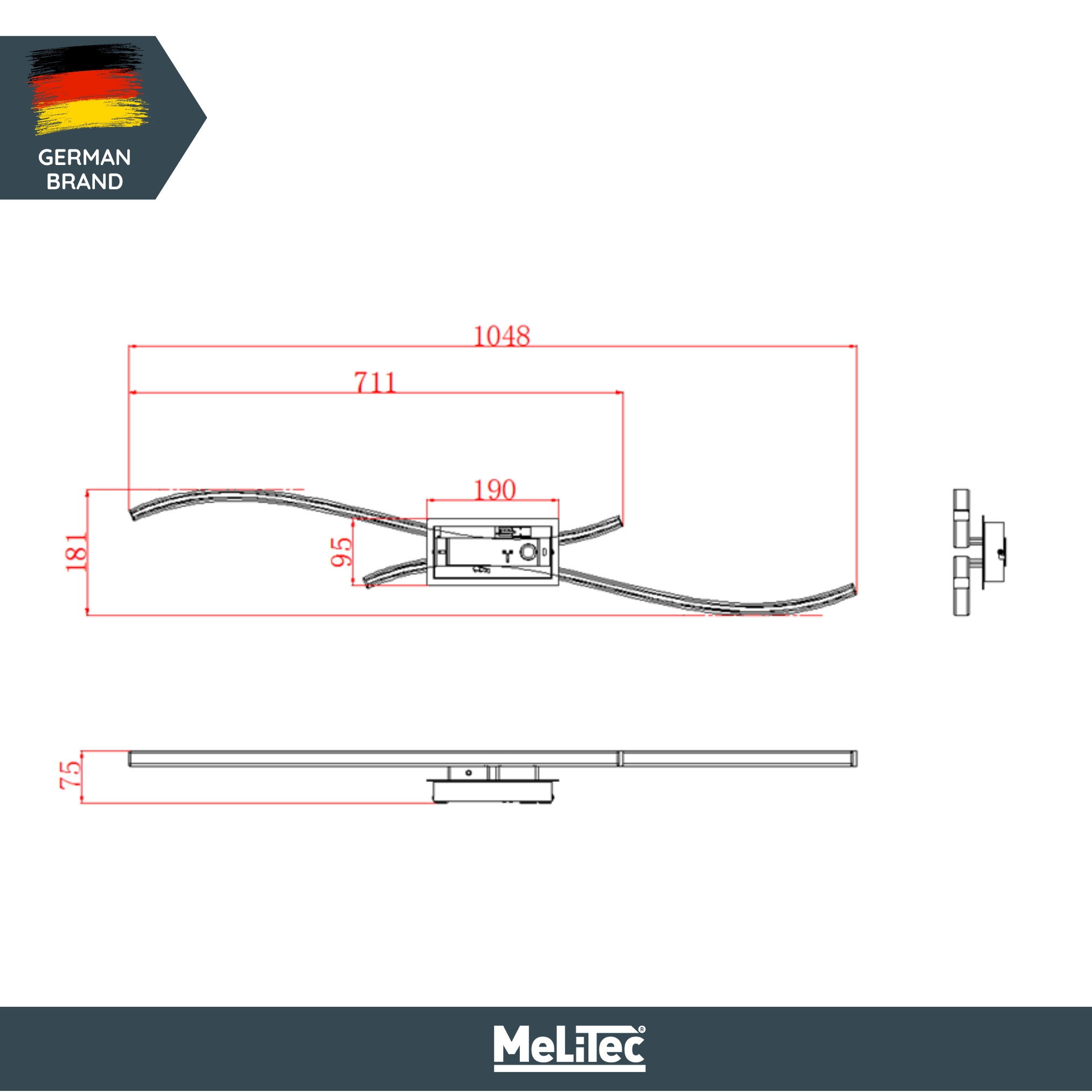 MeLiTec Minimalistische LED Deckenleuchte D124 mit Sticklight-Design, Nickel-matt, 105 cm