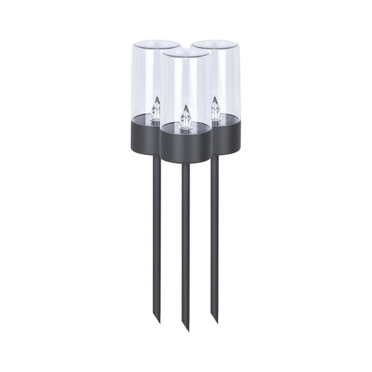 MeLiTec 3 Stück LED Solarfackel SO37-1 Flackereffekt anthrazit Elektronik, GEFÜHRT,