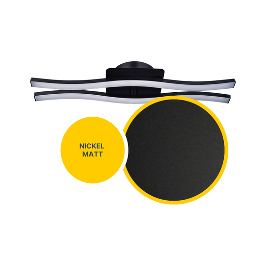 MeLiTec LED Wand- und Deckenleuchte D136, 2-flammig, schwarz, wellenförmige Leuchtstäbe, 1000 lm, 3000 K MeLiTec LED Wand- und Deckenleuchte D136, 2-flammig, schwarz, wellenförmige Leuchtstäbe, 1000 lm, 3000 K