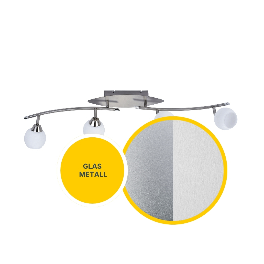 MeLiTec LED Deckenleuchte D123 B-Ware S-Form 4 Spots schwenkbar nickel 97cm