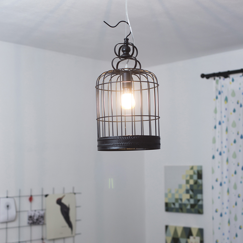Cage Pendelleuchte Vogelkäfig schwarz