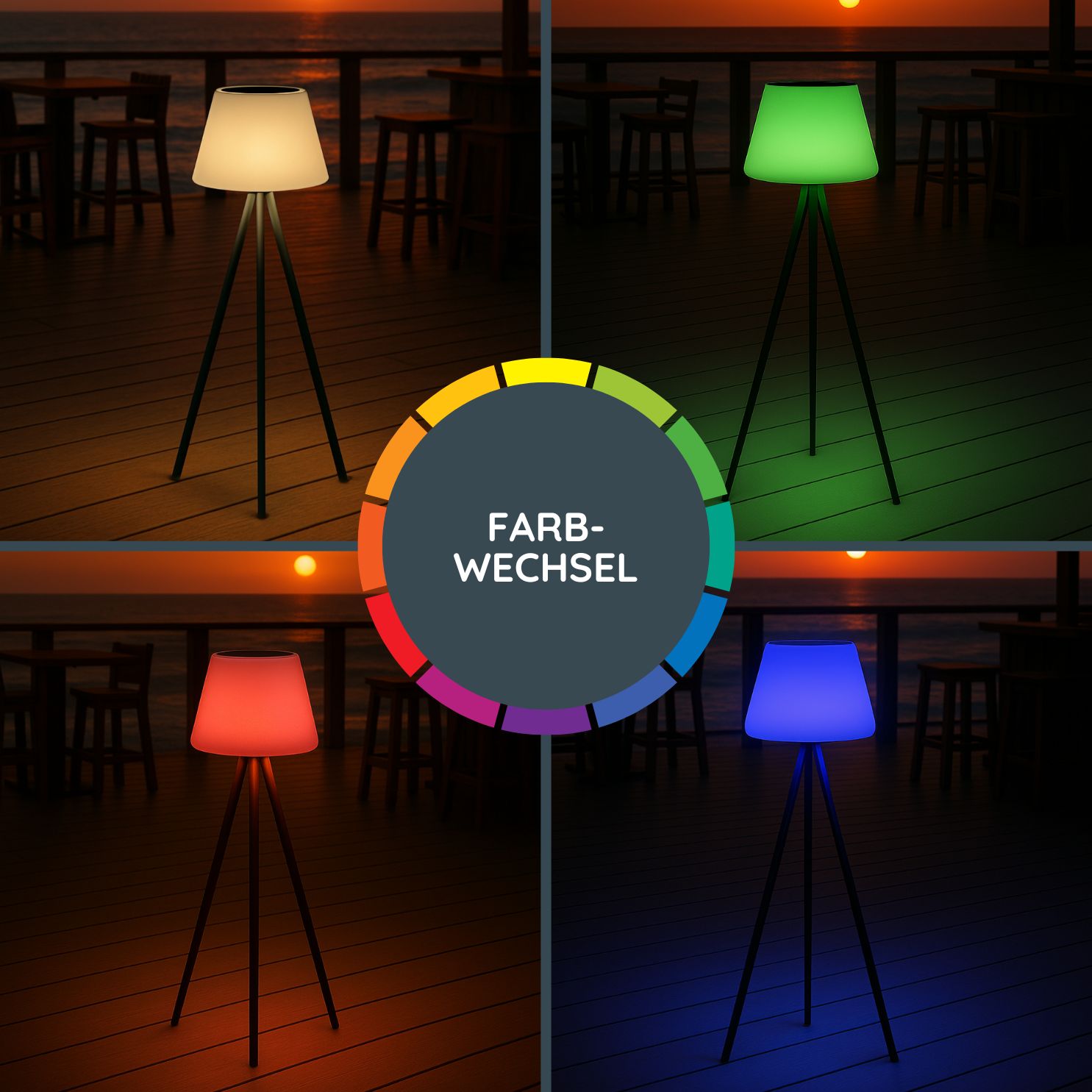 MeLiTec Solar Lounge RGB Light SO50 mit Fernbedienung Beleuchtung, Lampe, Stuhl, Mobiliar,