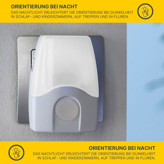 MeLiTec LED-Steckernachtlicht N16, im 2er-Set, einstellbare Lichtfarbe, Betrieb über Steckdose, weiß, für Kinder, Einschaltung bei Dämmerung oder Dauerlicht Badezimmer, Drinnen, Zimmer, Toilette,