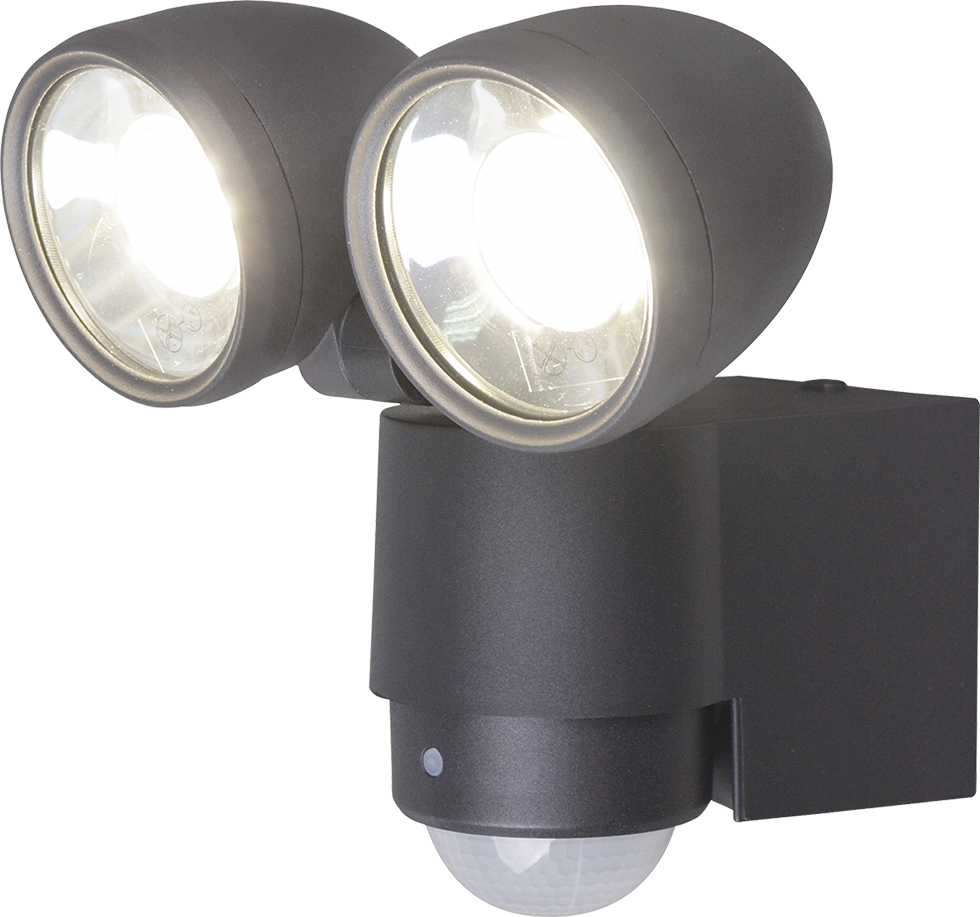 MeLiTec LED Außenstrahler 127-2 mit Bewegungsmelder, 2 LED Spots, 4000K neutralweiß, IP44, Außenwandlampe, Wandleuchte, Garten, Terrasse & Einfahrt