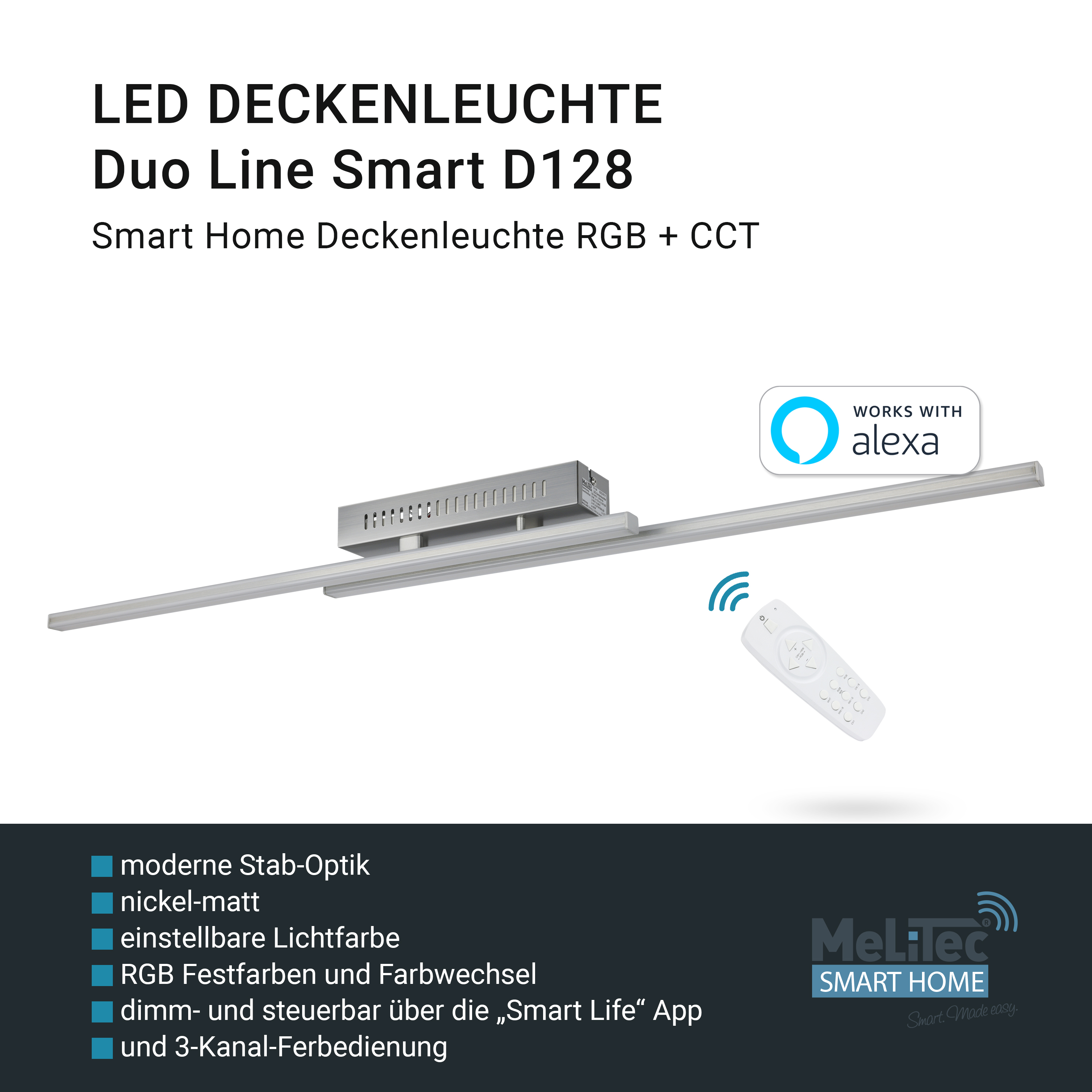 MeLiTec LED Deckenlampe D128, Wandlampe, RGB Farbwechsel, App & Fernbedienung, Alexa & Google Steuerung, dimmbar, moderne Smart Home Lampe, CCT Steuerung MeLiTec LED Deckenlampe D128, Wandlampe, RGB Farbwechsel, App & Fernbedienung, Alexa & Google Steuerung, dimmbar, moderne Smart Home Lampe, CCT Steuerung