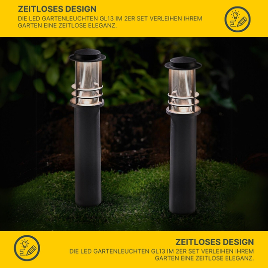 MeLiTec 2er Set LED Gartenleuchten GL13 rund, anthrazit MeLiTec 2er Set LED Gartenleuchten GL13 rund, anthrazit