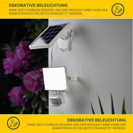 MeLiTec LED Solar Wandstrahler SO39 mit Bewegungsmelder, weiß
