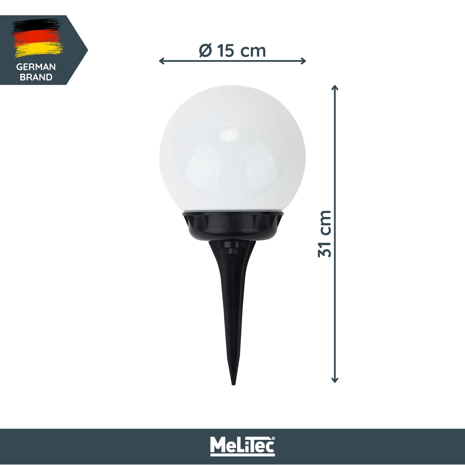 MeLiTec Solar Gartenleuchte SO16-2 Kugel 15 cm, weiß Licht,