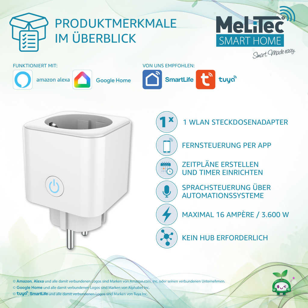 MeLiTec Smart W-Lan Steckdosenadapter "SMART-PFW04-G", weiß, 4er Set MeLiTec Smart W-Lan Steckdosenadapter "SMART-PFW04-G", weiß, 4er Set