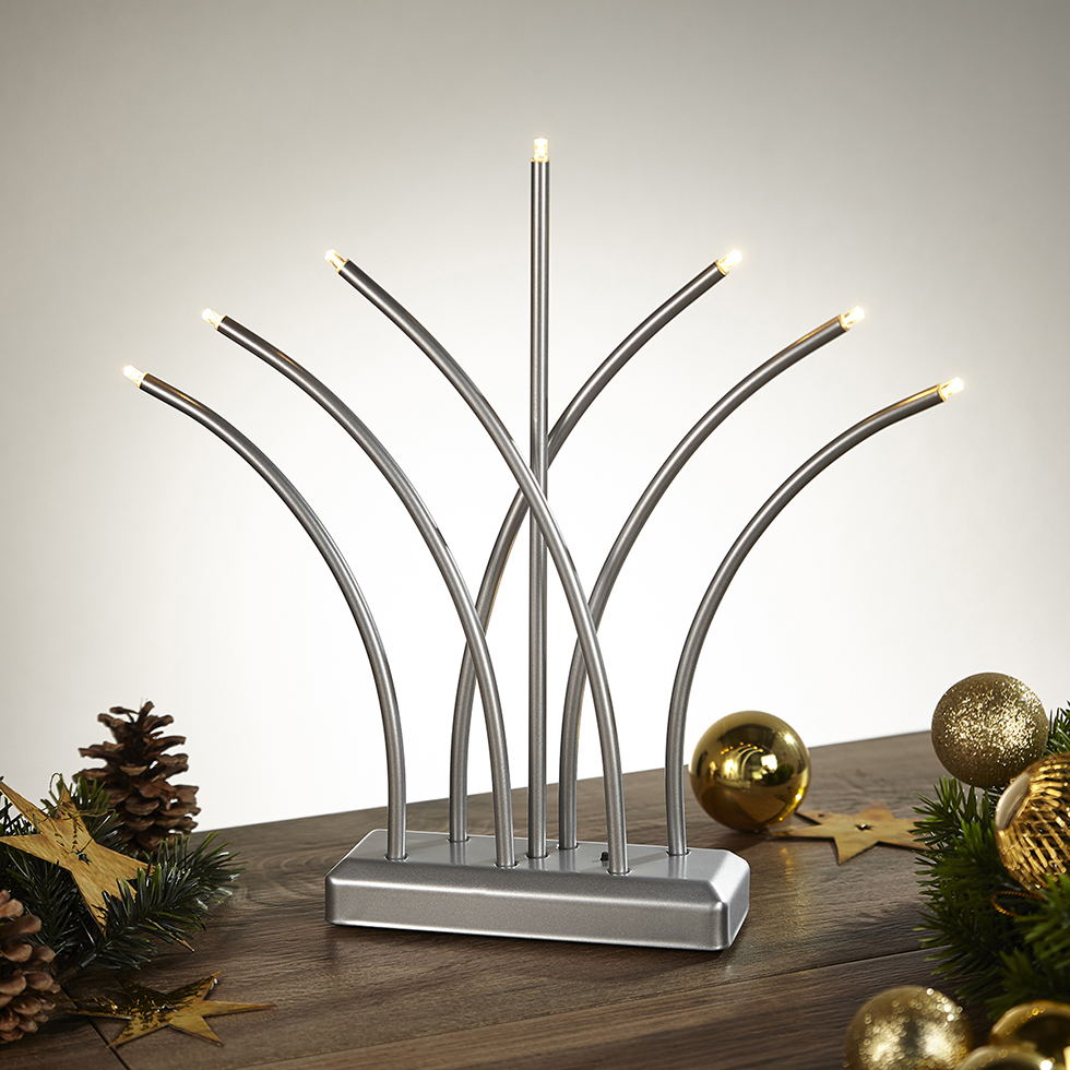 MeLiTec LED Weihnachtsleuchter SL51-1, chrom-matt B-Ware