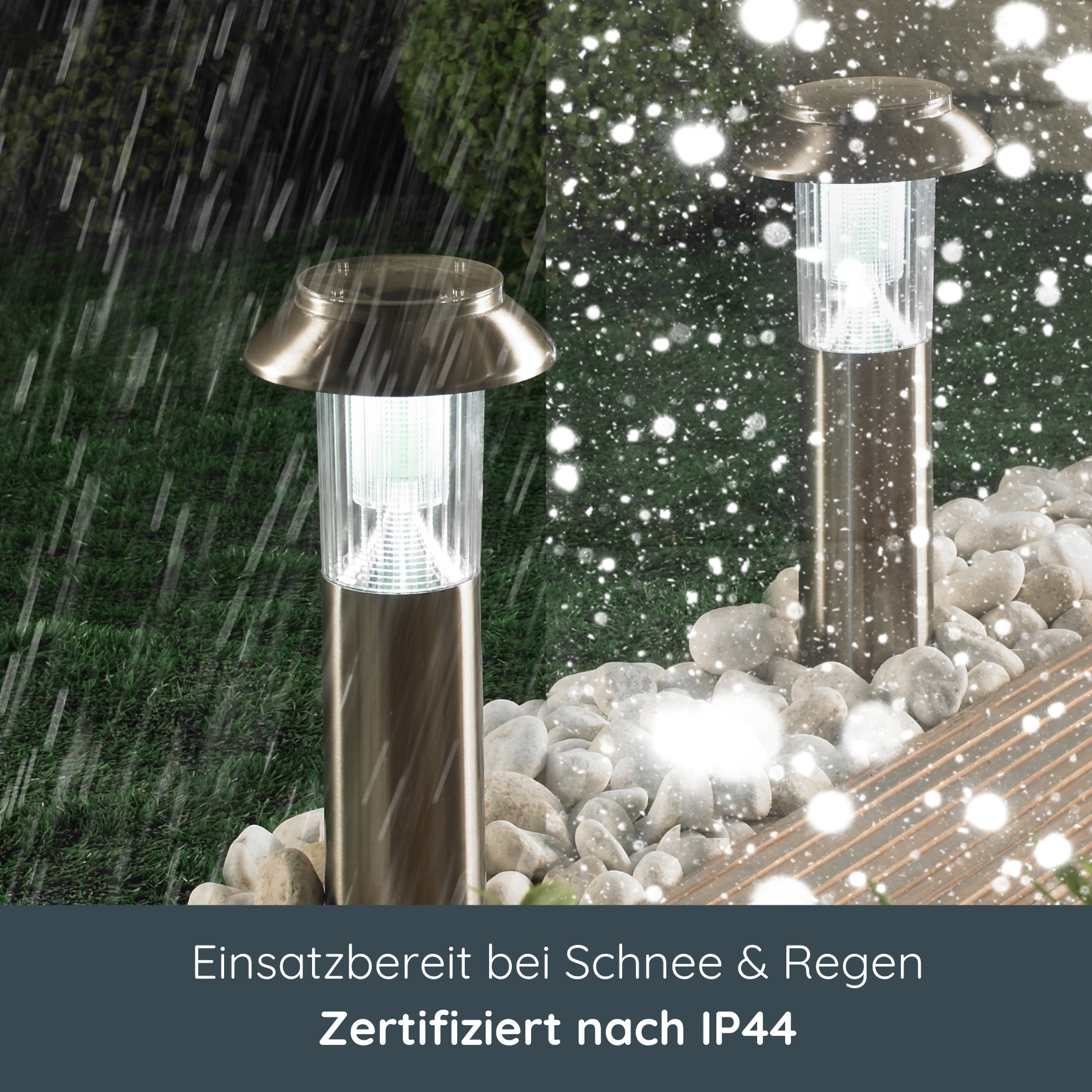 MeLiTec 3er Set Solar LED Gartenleuchten SO06-1 Edelstahl matt gebürstet Wasser, Architektur, Springbrunnen,