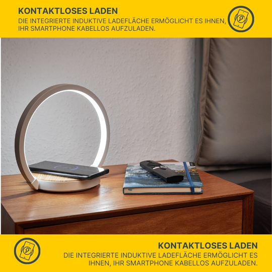 MeLiTec Nachttischleuchte LightBase, Handy kabellos aufladen, weiß MeLiTec Nachttischleuchte LightBase, Handy kabellos aufladen, weiß