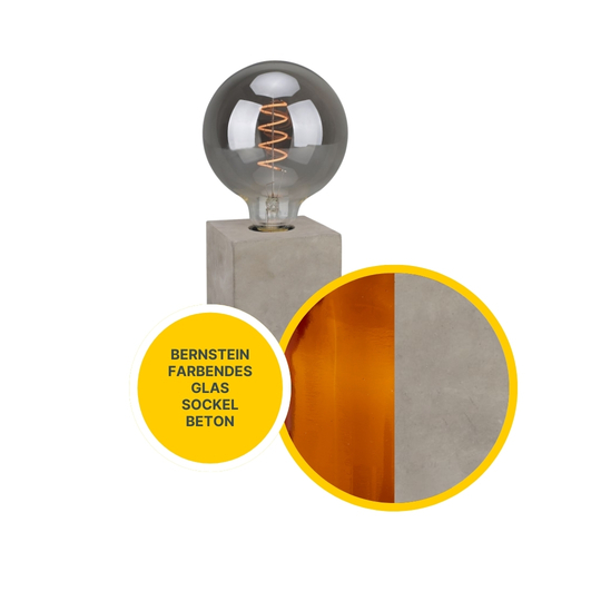 MeLiTec Sockel Tischleuchte Würfel mit Leuchtmittel, Beton MeLiTec Sockel Tischleuchte Würfel mit Leuchtmittel, Beton