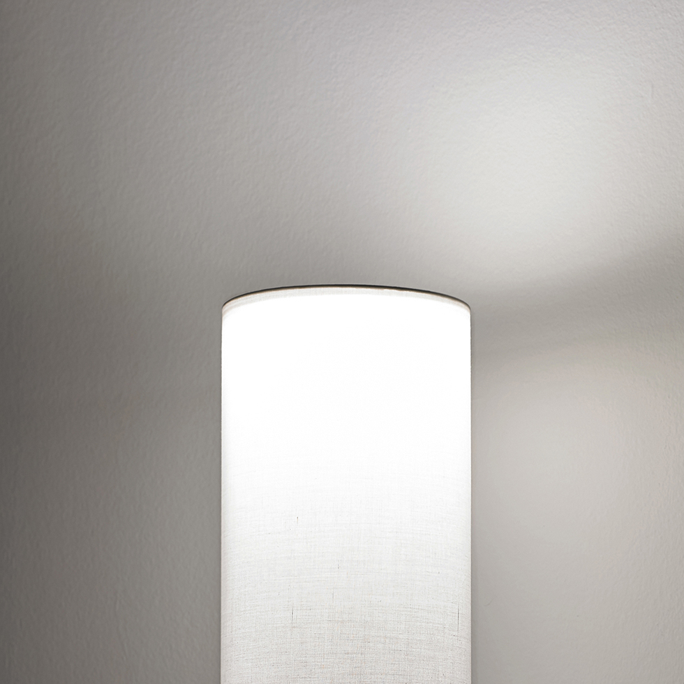 MeLiTec LED Deckenfluter ST43 dimmbar Stehlampe Standleuchte Stoffschirm nickel