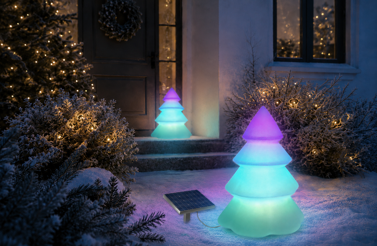 lichtskulptur, LED-deko, weihnachtsdeko, solarpanel, glitzernde lichter,