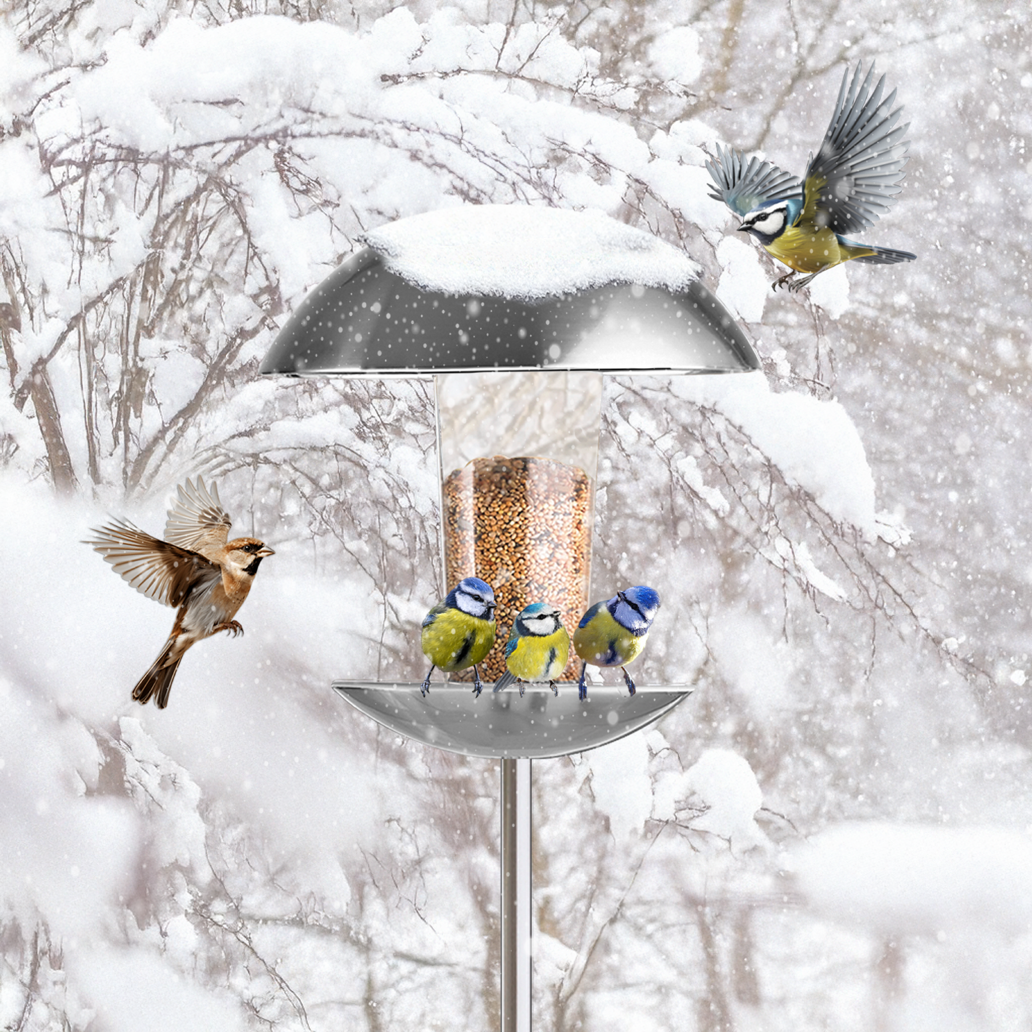 MeLiTec Vaterartikel Vogelfutter Haus VH04-1, rund stehend