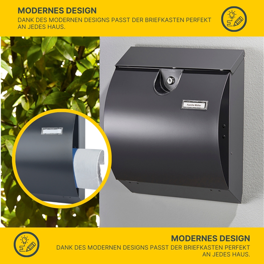 MeLiTec Edelstahl Briefkasten Modell M mit Zeitungsfach, anthrazit MeLiTec Edelstahl Briefkasten Modell M mit Zeitungsfach, anthrazit