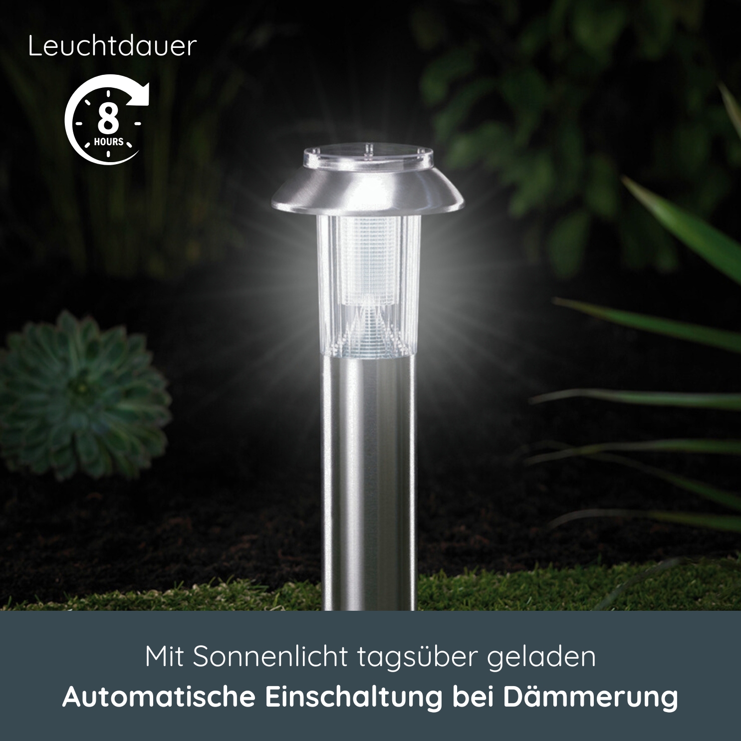 MeLiTec 3er Set Solar LED Gartenleuchten SO06-1 Edelstahl matt gebürstet Lampe, Pflanze, Beleuchtung,