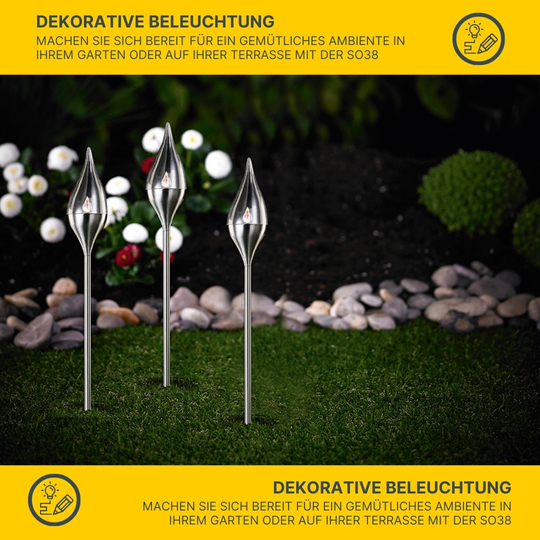 MeLiTec 3er Set Solarfackel SO38 Flackereffekt Edelstahl MeLiTec 3er Set Solarfackel SO38 Flackereffekt Edelstahl