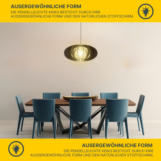  Keiko Pendelleuchte 1xE27 60W Wenge/Stoff in Beige
