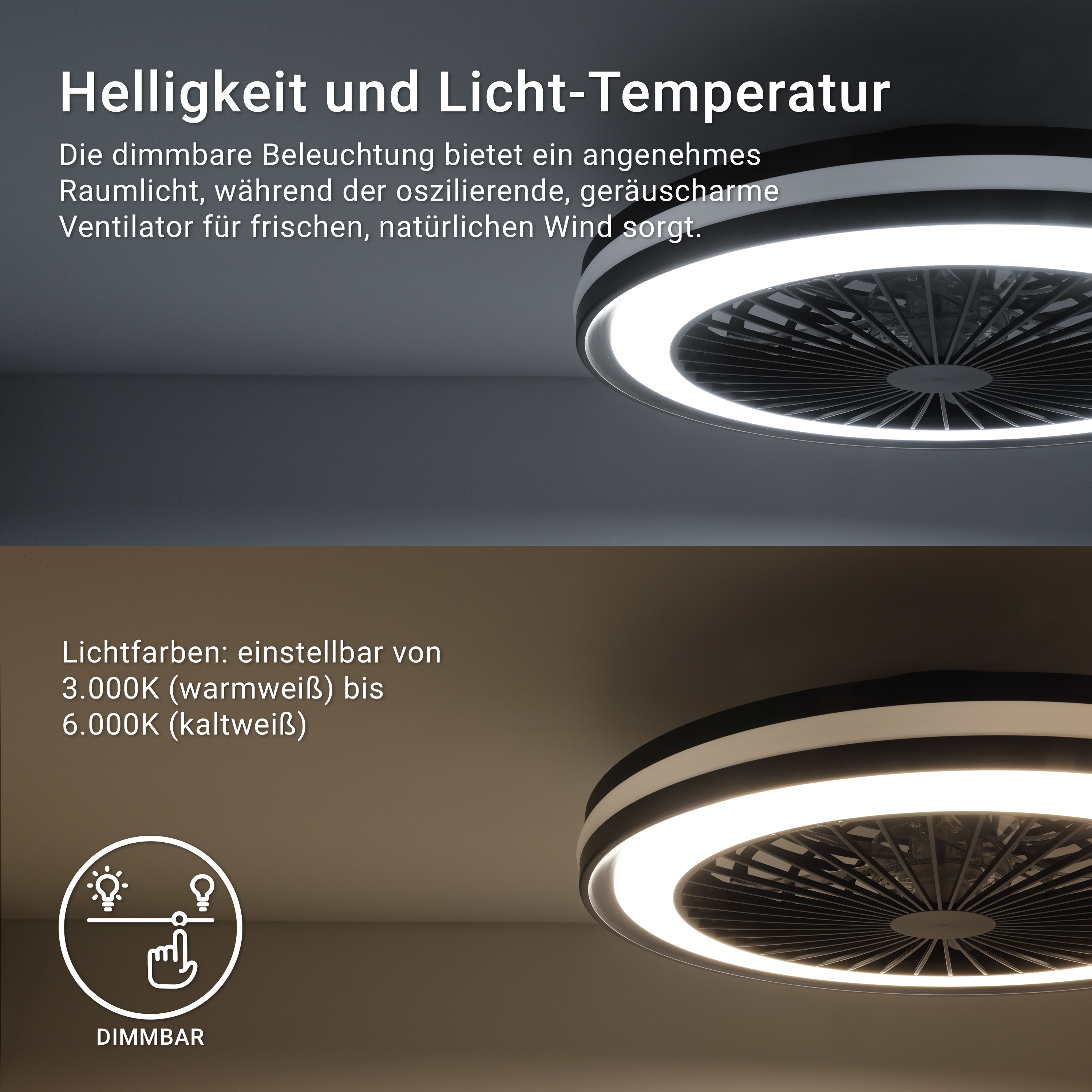 MeLiTec Deckenleuchte mit Ventilator, Deckenlampe mit Ventilator, dimmbar, RGB-Lauflicht, natürlicher Wind, Timer und Nachtlicht, Fernbedienung, schwarz, DV06 MeLiTec Deckenleuchte mit Ventilator, Deckenlampe mit Ventilator, dimmbar, RGB-Lauflicht, natürlicher Wind, Timer und Nachtlicht, Fernbedienung, schwarz, DV06