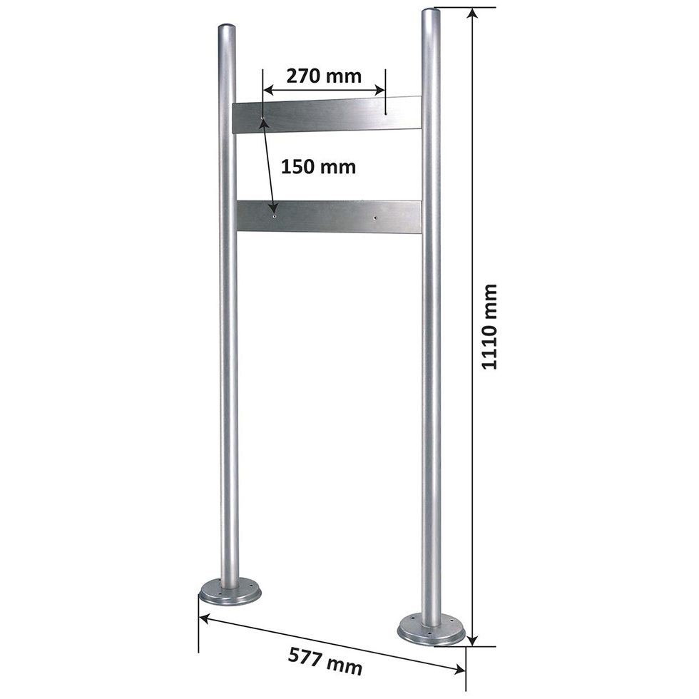 MeLiTec Zubehör Briefkastenständer PBS2, Edelstahl matt gebürstet