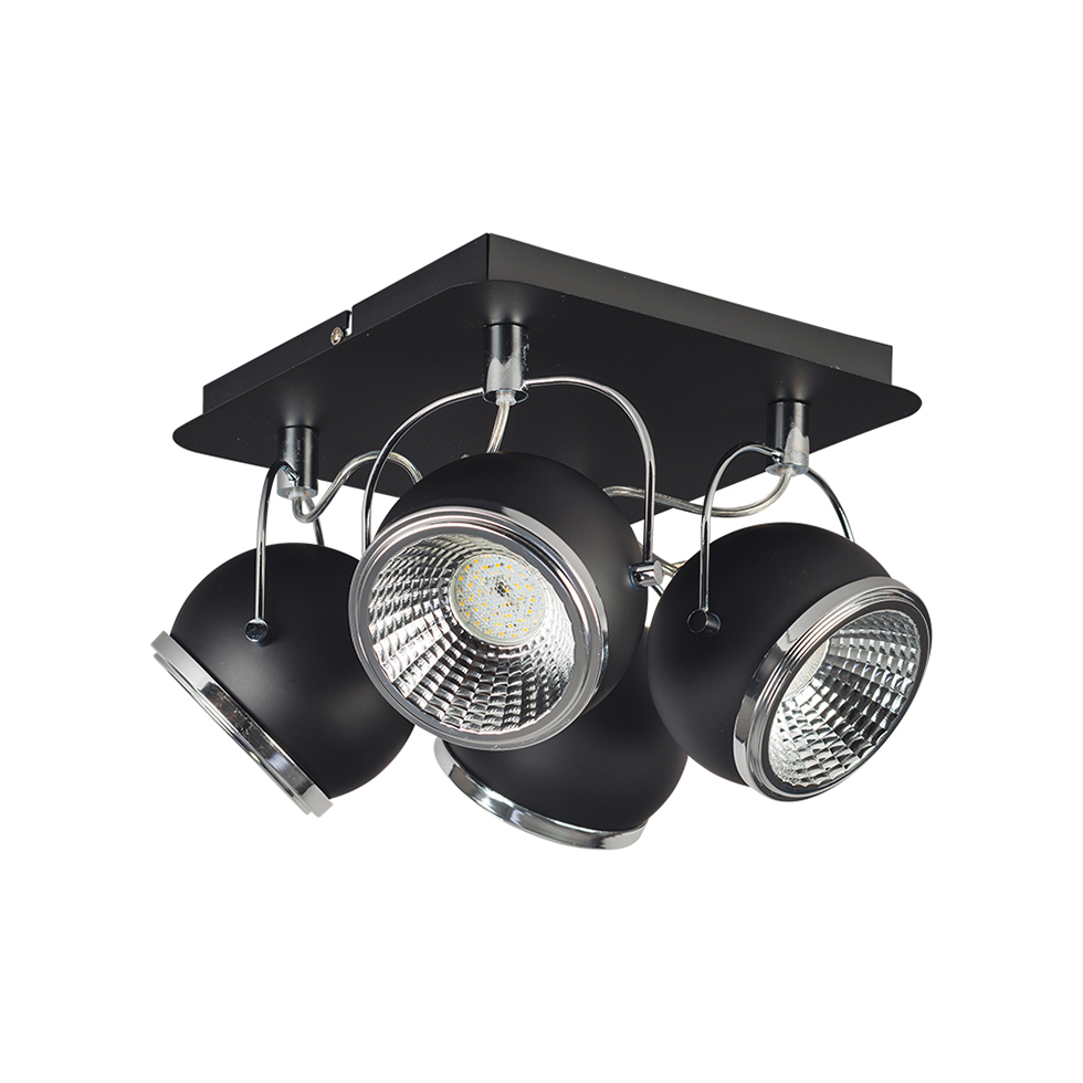 Spotlight Ball Deckenleuchte 4flammig incl. 4xGU10 LED 6W, Schwarz