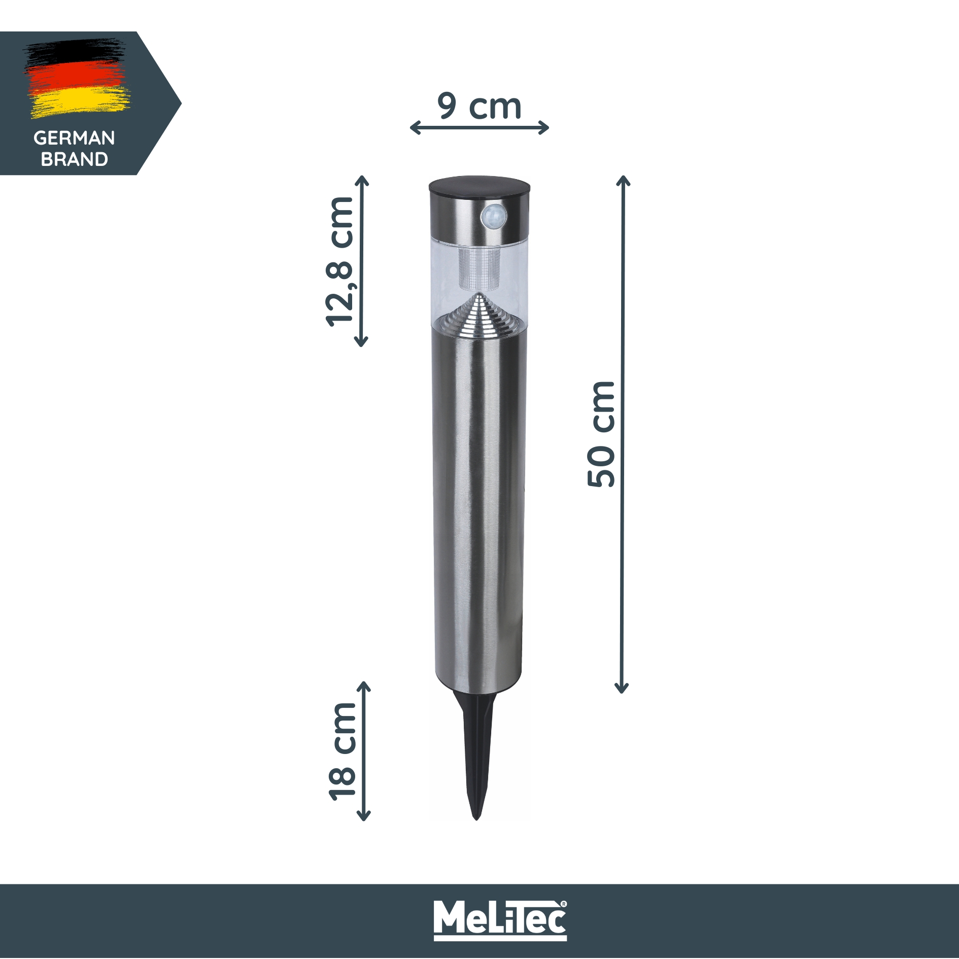 MeLiTec Solar Gartenleuchte SO31 rund mit Bewegungsmelder, Edelstahl MeLiTec Solar Gartenleuchte SO31 rund mit Bewegungsmelder, Edelstahl