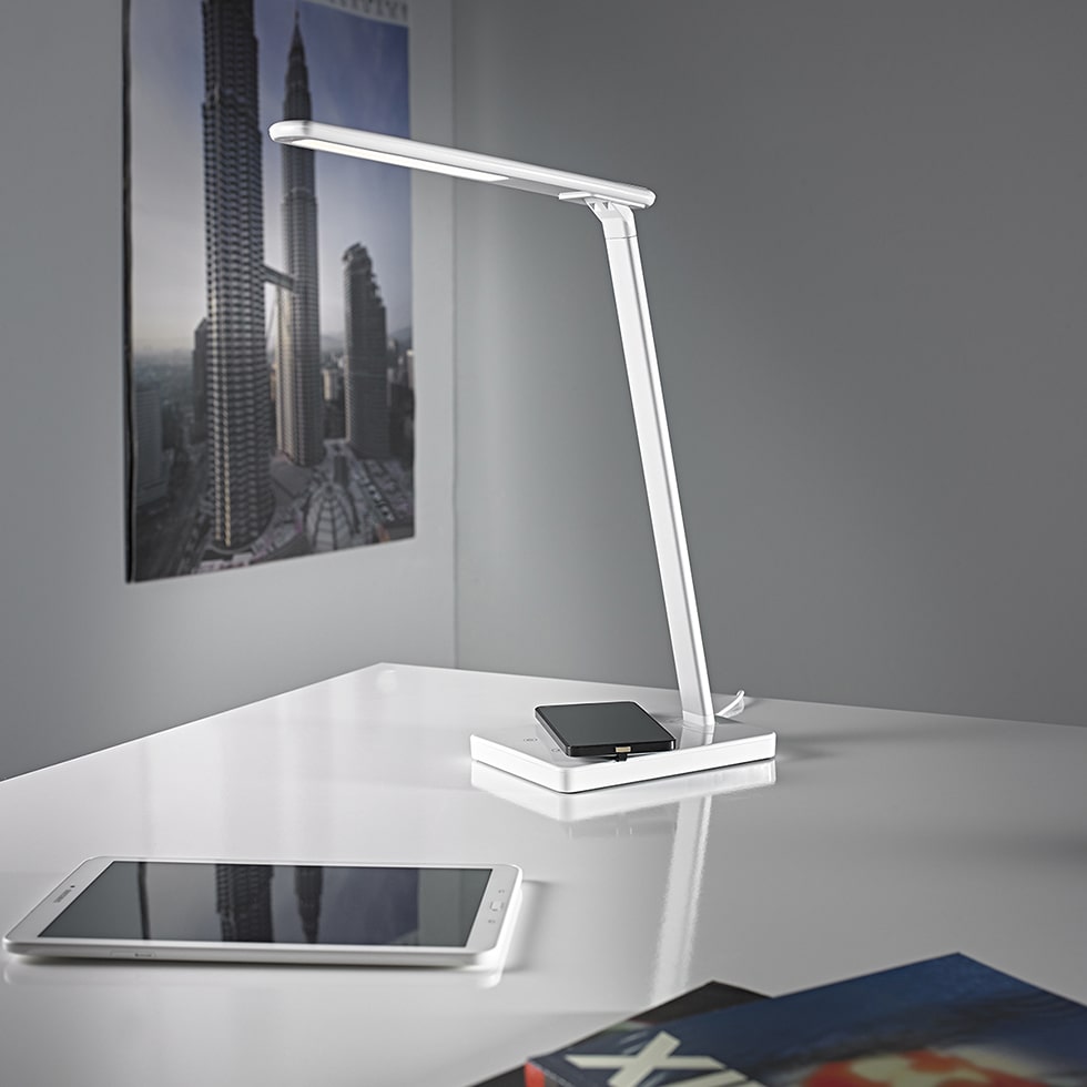 LED Schreibtischleuchte T95-1 silber/weiß