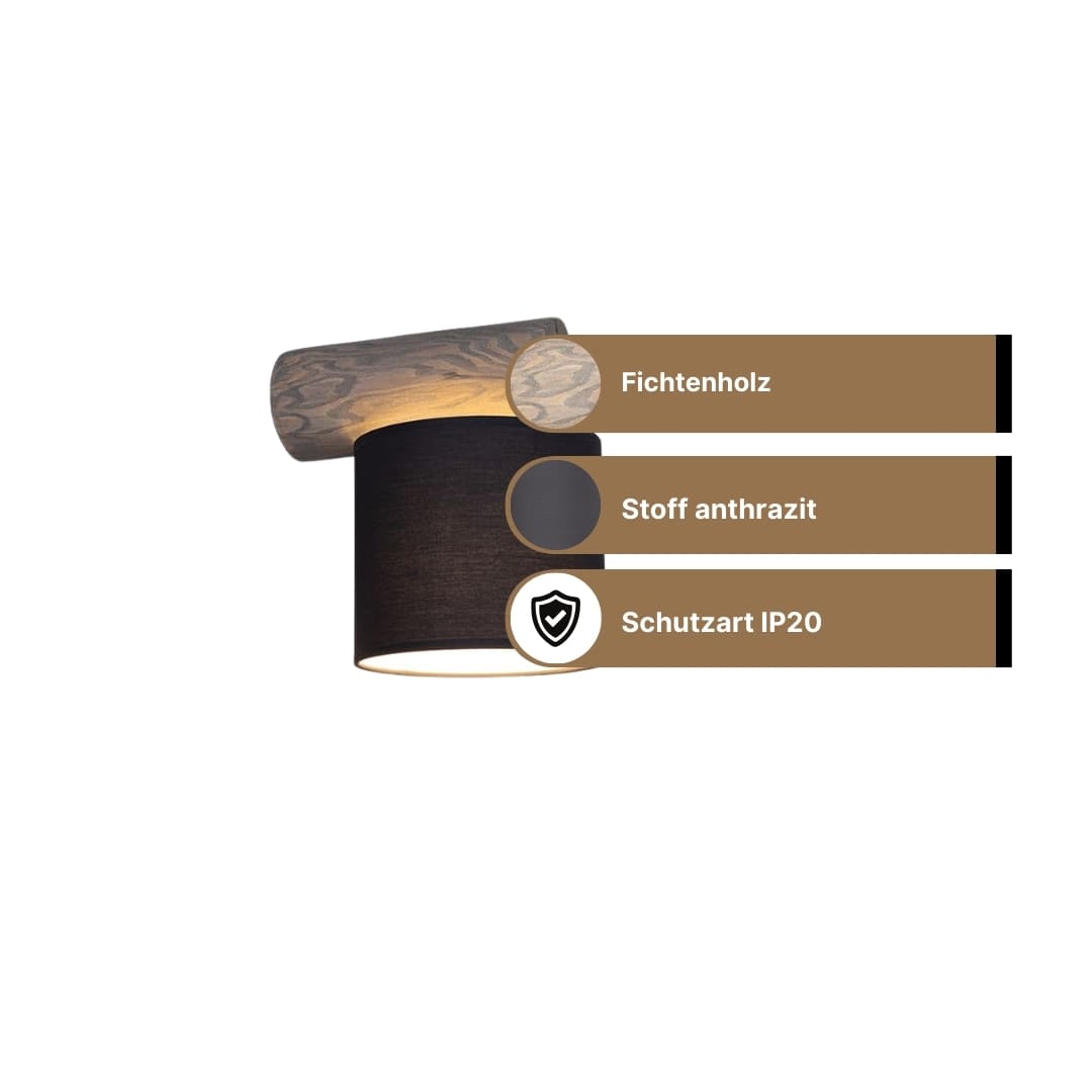 SPOT Light Pino Mix Wandleuchte 1xE27 Max.25W Graue Kiefer/Anthrazit SPOT Light Pino Mix Wandleuchte 1xE27 Max.25W Graue Kiefer/Anthrazit