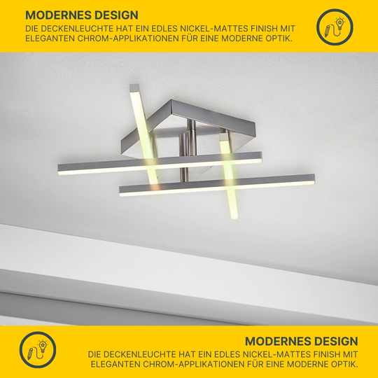 MeLiTec LED Deckenleuchte D121, schwenkbare Arme, nickel-matt MeLiTec LED Deckenleuchte D121, schwenkbare Arme, nickel-matt