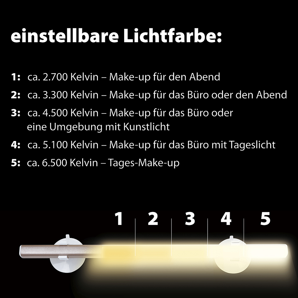 LED Akku Spiegelleuchte WD10-2, einstellbare Lichtfarbe, B-Ware