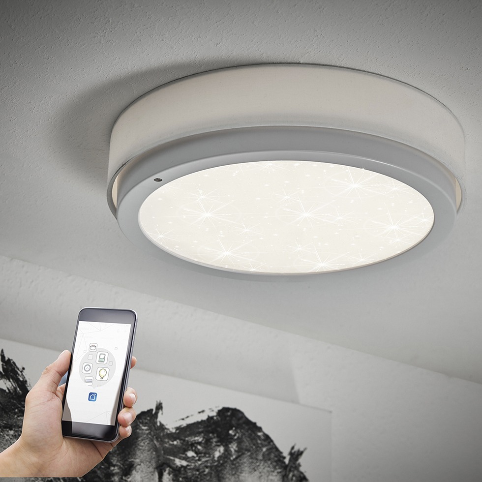 LED Smart Deckenleuchte D112 Sternenhimmel, weiß 