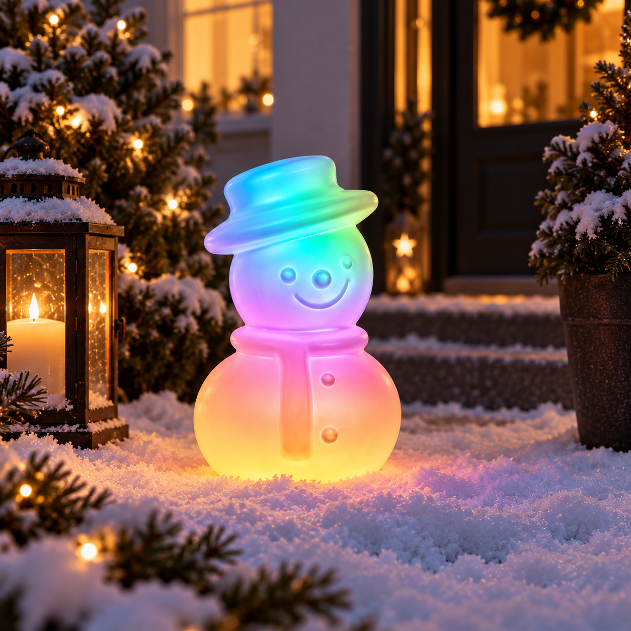 MeLiTec LED Schneemann Magic mit RGB-Lichteffekt, Solar & Fernbedienung