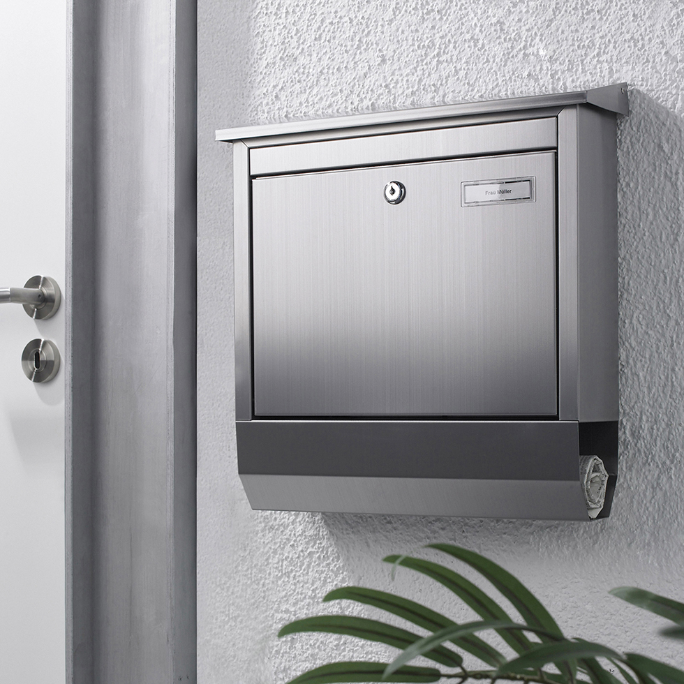 Edelstahl Briefkasten Modell A B-Ware Postfach, Pflanze,