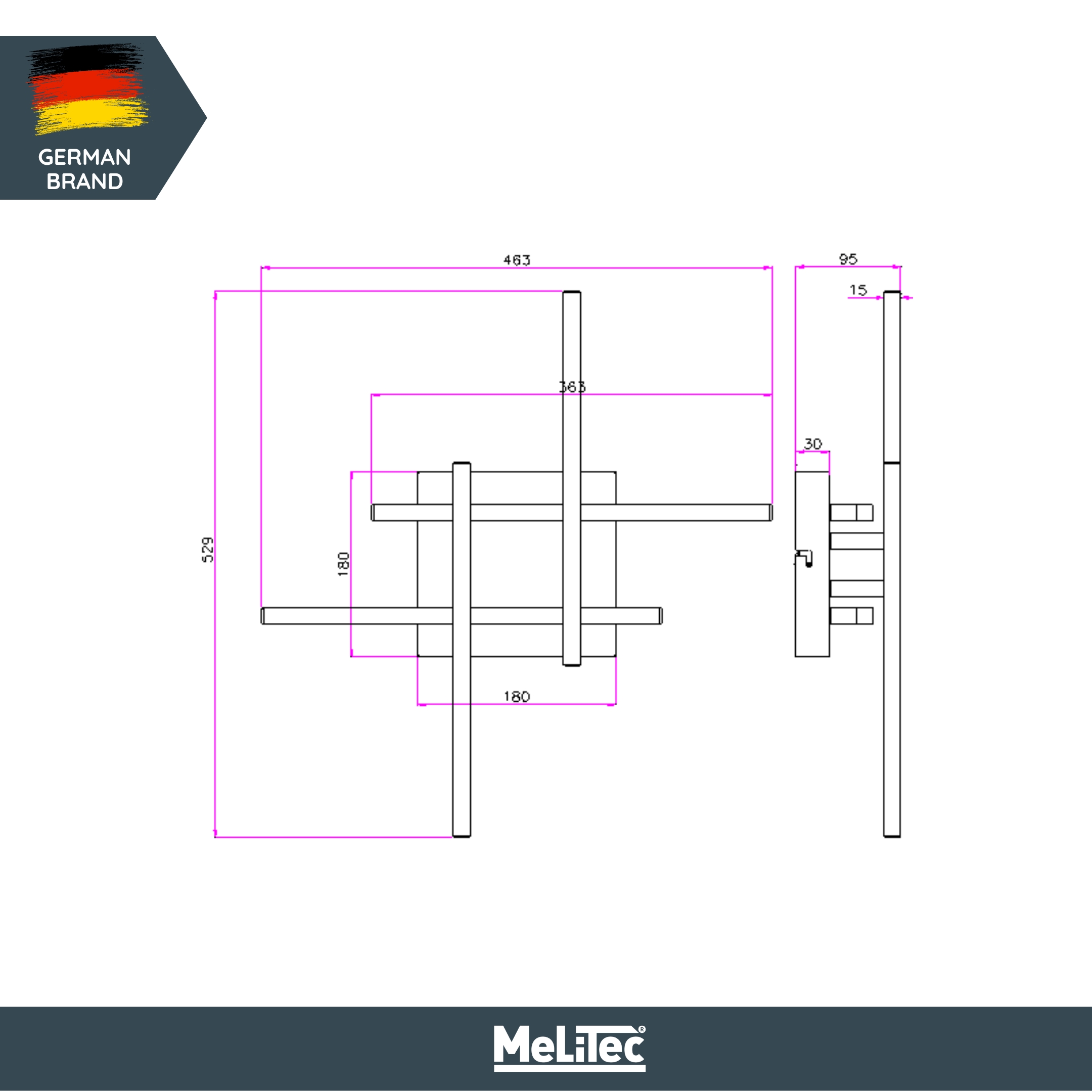 MeLiTec LED Deckenleuchte D121-1, linienförmige Arme, schwenkbar, moderne Deckenlampe, schwarze Rahmenleuchte
