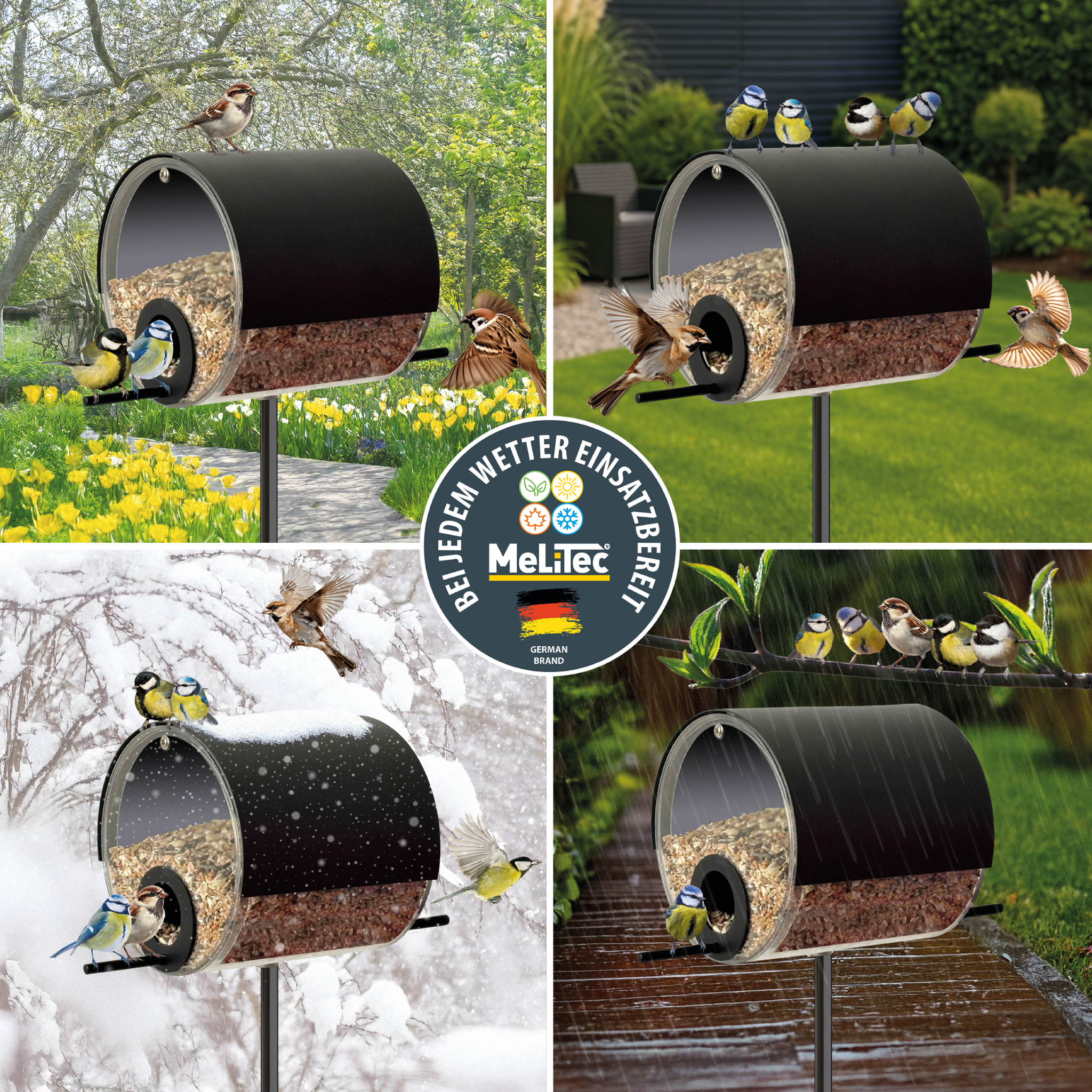 MeLiTec Vogelfutterstation mit Ständer, Vogelhaus VH10-1, Futterstation aus Edelstahl, stehend, 150 cm Höhe, rund Ø14 cm, schwarz matt MeLiTec Vogelfutterstation mit Ständer, Vogelhaus VH10-1, Futterstation aus Edelstahl, stehend, 150 cm Höhe, rund Ø14 cm, schwarz matt